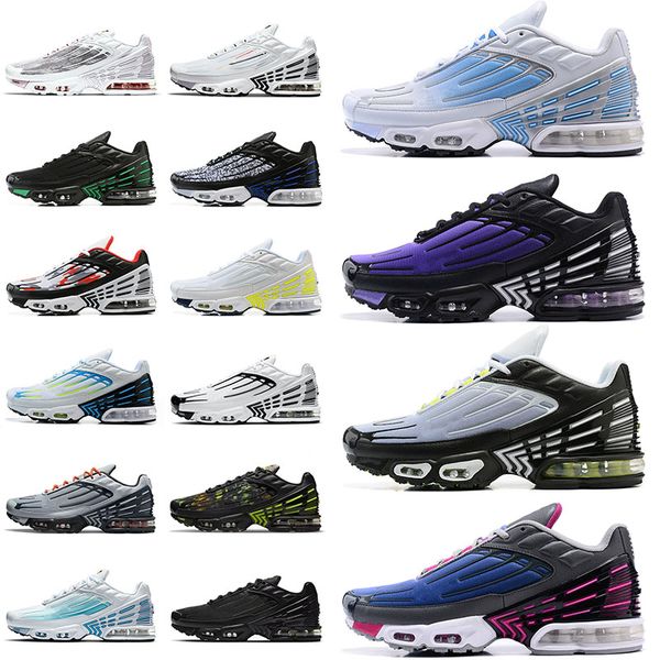 

designer tn plus 3 trainers running shoes purple nebula black white obsidian authentic tns sneakers sports men women multi wolf grey tiger l, White;red