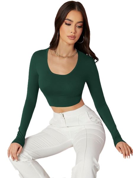 

bae scoop neck solid crop tee z8ej#, White