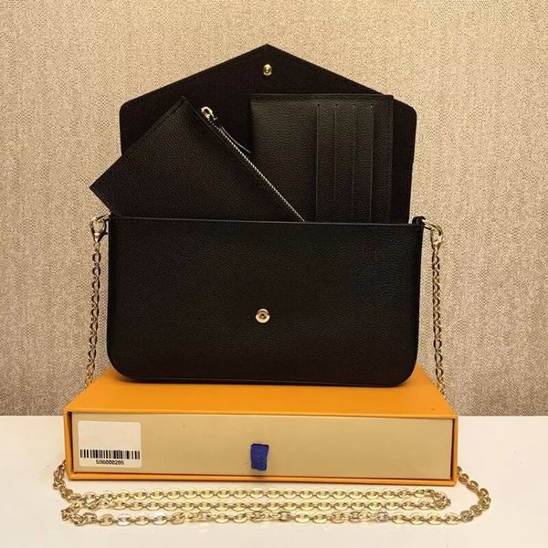

3pcs set women classic luxury designer handbag pochette felicie bag genuine leather handbags shoulder handbag clutch tote messenger shopping