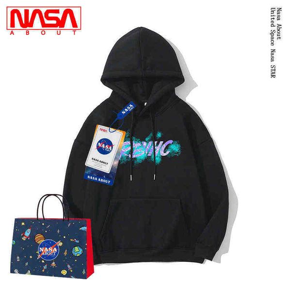 

hoodies sweatshirts designer hoodie nasa co branded hoodie men's print spring autumn trend korean fashion brand loose casual comfortabl, Black