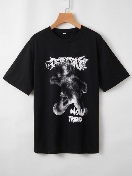 

men letter & cartoon graphic tee s3rr#, White;black