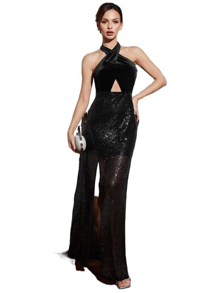 

criss cross backless sequins prom dress 89ly#, Black;gray