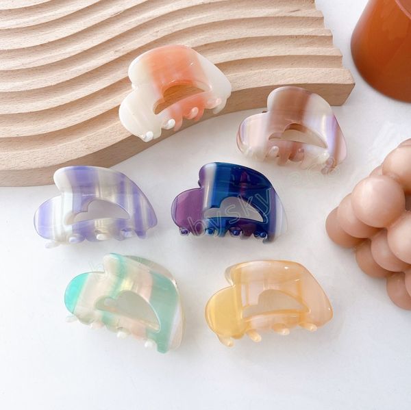 

korean gradients acetate hair claw clips fashion hollow out heart ponytail cilps women girls hair accessories, Slivery;white