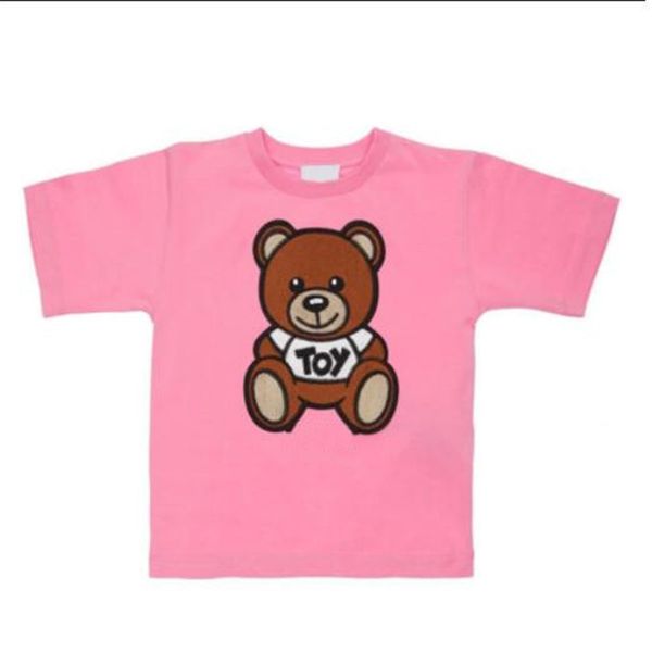 

100% Cotton Kids Baby T-shirts Top Girl Boy Cute Clothes Comfortable Breathable Letter Bear T shirt 4 Color Children Summer Tees, White