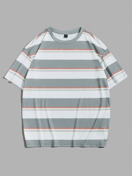 

men drop shoulder striped x7mb#, White;black