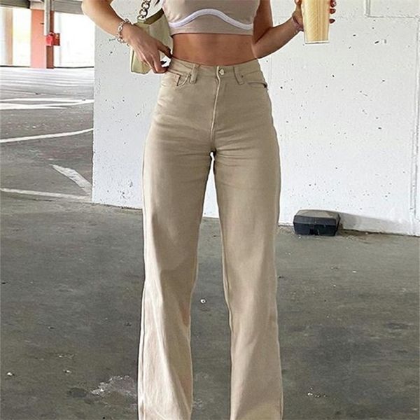 

fashion loose jeans for women high waist stretch wide leg femme trousers casual comfort denim mom pants washed jean pants 220701, Blue