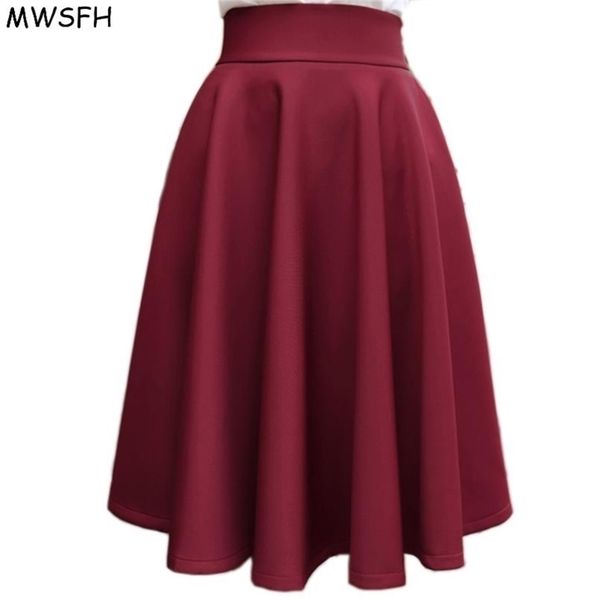 

in the autumn winter grown place umbrella skirt retro waisted body skirt new europe and the code word pleated skirt for female t200319, White