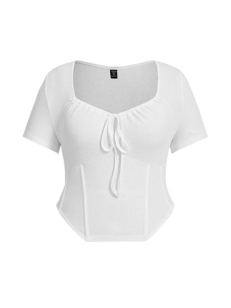 

plus solid tie front tee r7wx#, Black