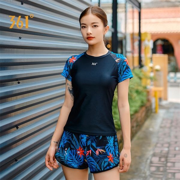 

361 tankini swimsuits for women girls sports tankini swimwear two pieces bathing suit for surfing swimming short sleeve boysuit 220505, White;black