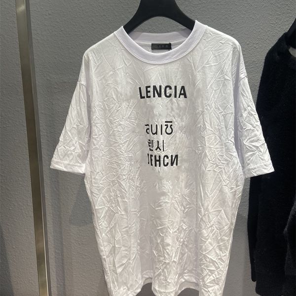 

tee t-shirts excelent sense version 20ss spring and summer new seven language alphabet printing couple casual loose t-shirt short sleeve clo, White