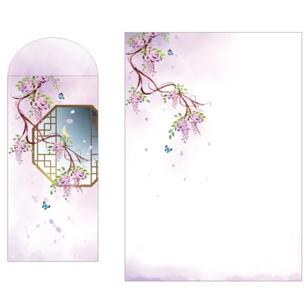 Geschenkpapier, Wisteria-Mond-Umschlag, Briefpapier-Set, 10 Blatt, Briefpapier, Hochzeitseinladung, Liebe, Schreiben, Schulbedarf, Geschenk