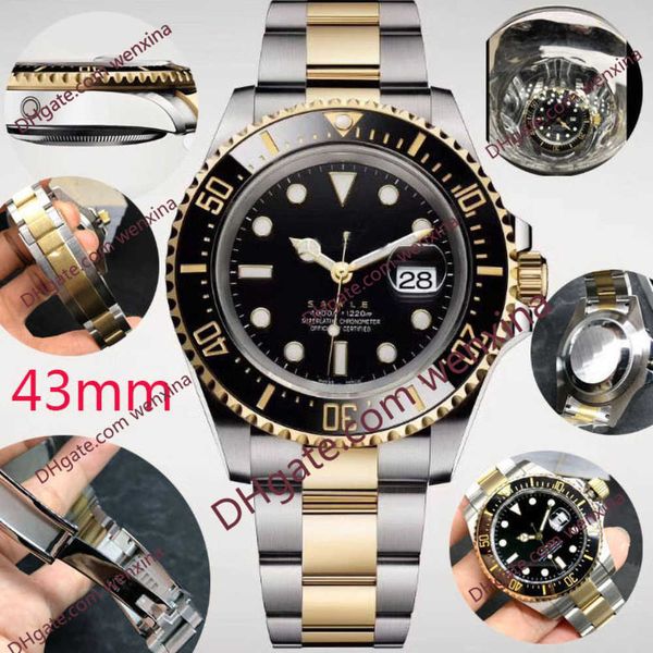 

mens watch automatic mechanical ceramics luxury watches 43mm full stainless steel gliding clasp swim waterproof wristwatches, Slivery;brown