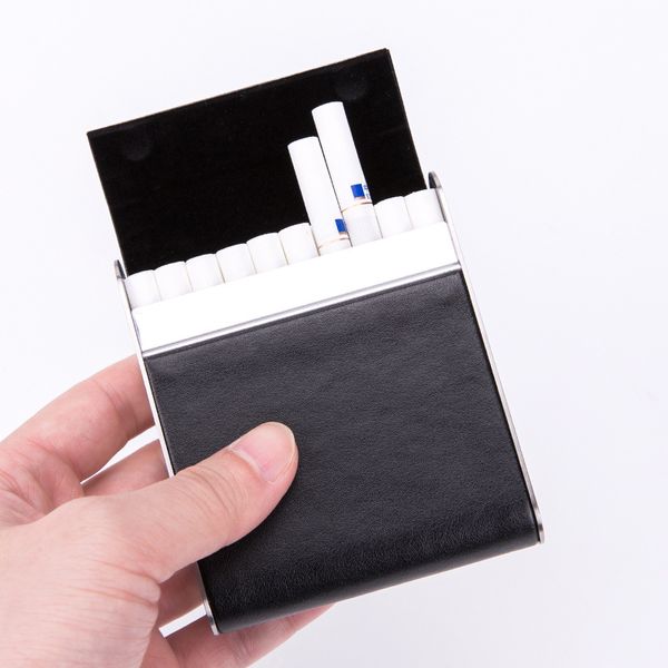 Портативная мини-сигаретная корпус кожа металлическая хранение из нержавеющей стали 20-часовая сигаретная коробка Водонепроницаемость влаги