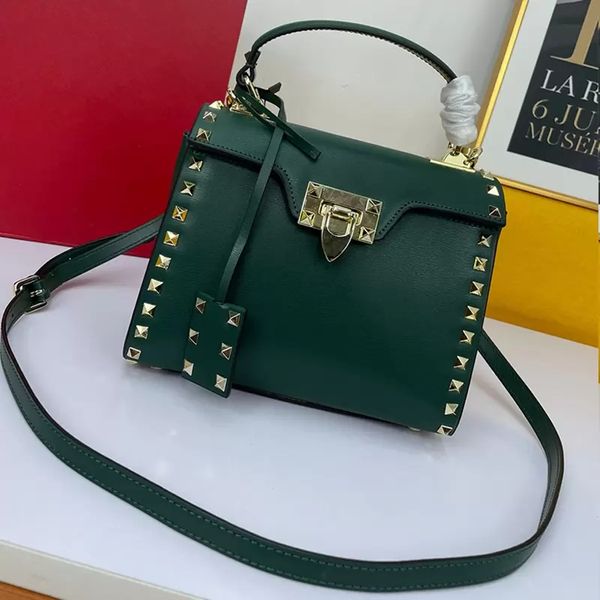 

vintage contrast design style leather shoulder bag luxury studded handbag large capacity ladies new fashion versatile messenger bag aks887