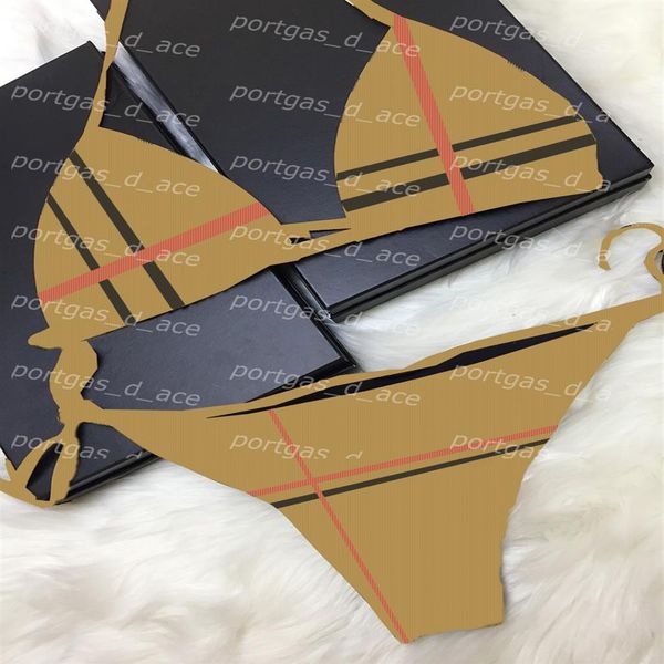 

ins plaid womens bikinis with tie split padded push up swimwear fashion beach bra briefs girl lady bathing suit swimsuit238c, Black
