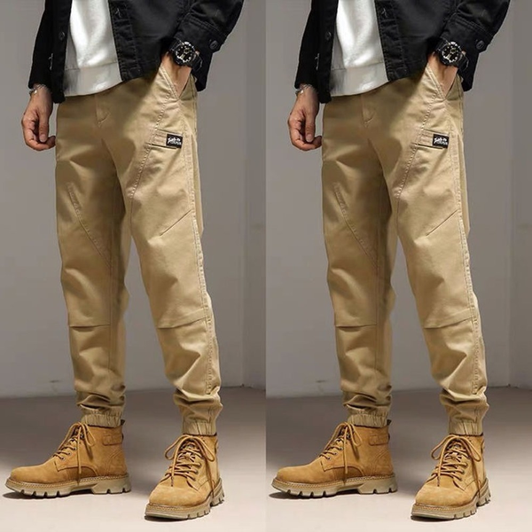 

khaki cargo pants men harajuku japan style streetwear 9 part ankle length jogger pants retro military style trousers men bottoms, Black
