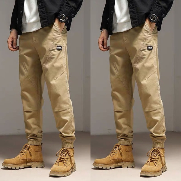 Khaki Cargo Hose Männer Harajuku Japan Stil Streetwear 9 Teil Knöchel Länge Jogger Hosen Retro Military Stil Hosen Männer böden