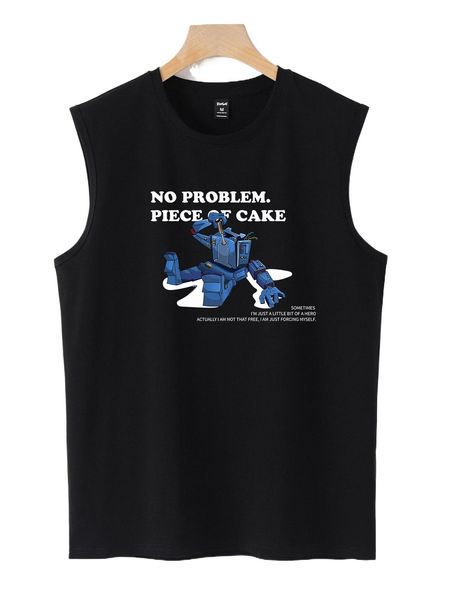 

romwe guys slogan graphic muscle tank x97t#, White;black