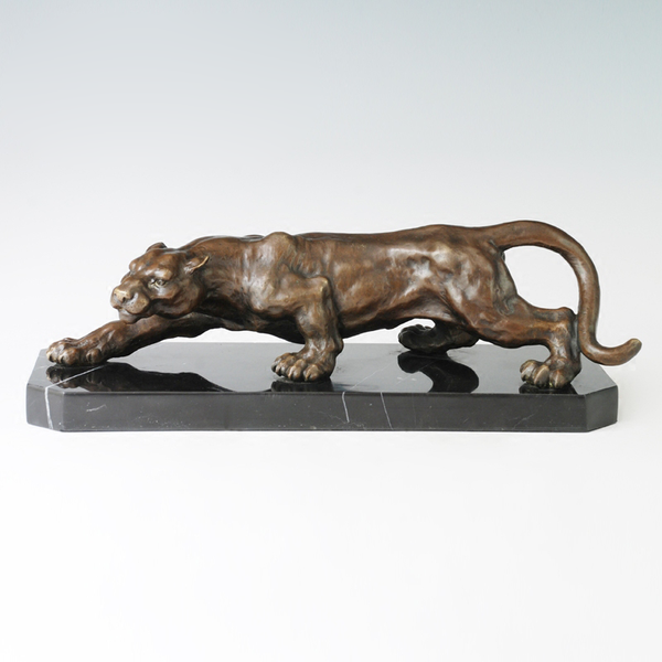 

bronze cheetah leopard statue wildlife animal sculpture art gorgeous business gift office desk decoration, Silver