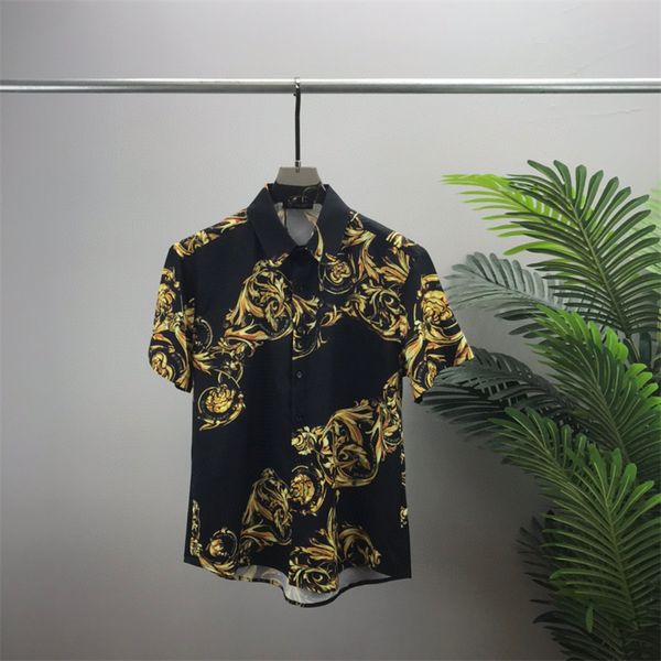 

new t shirt summer short sleeve designers bowling shirts men fashion royal rebellion barocco print dress shirt man regular-fit casual silk, White;black