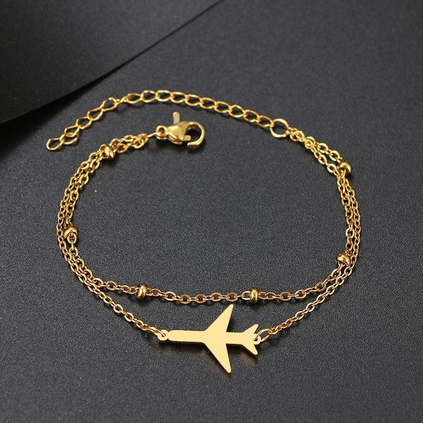 

stainless steel bracelets strand airplane classic fashion style bracelet for, Black