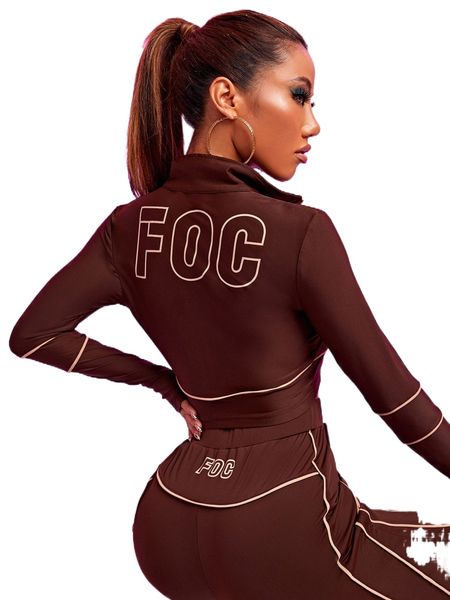 

x flaws of couture letter graphic contrast piping zipper 63al#, White