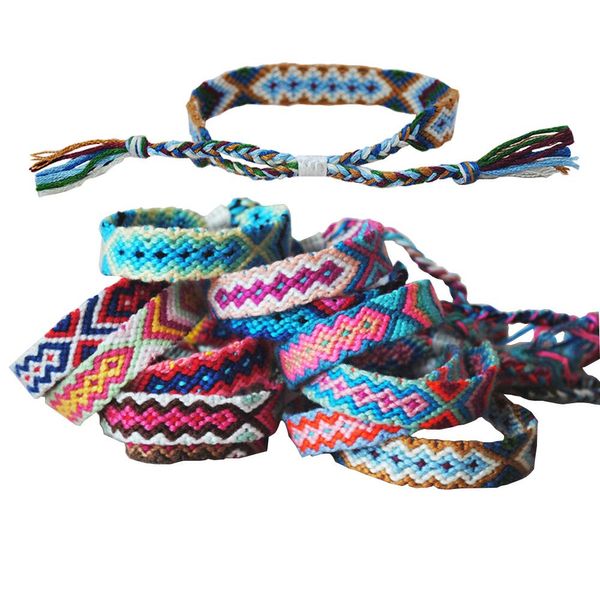 Bracelets de charme Nepal Tecida amizade com um nó deslizante para mulheres garotas meninas vsco menina e homens Mix ajustável colorido AMPGV aleatório