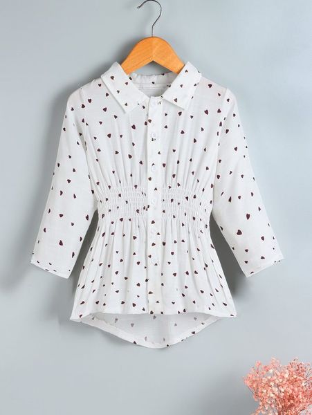 

toddler girls confetti heart print shirred waist high low blouse she, White;black