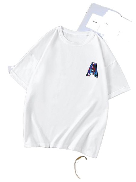 

men geo & letter graphic tee q0ba#, White;black