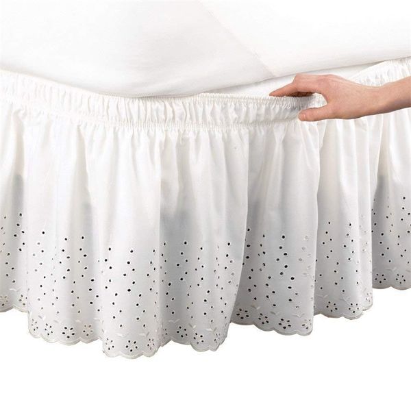 38 cm di altezza per la casa di nozze el Queen Size Camicie da letto ricamate beige bianche senza fascia elastica di superficie Grembiule da letto 220623