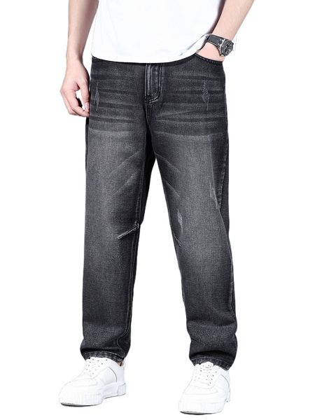 

men cat whisker scratch straight leg jeans z50e#, Blue