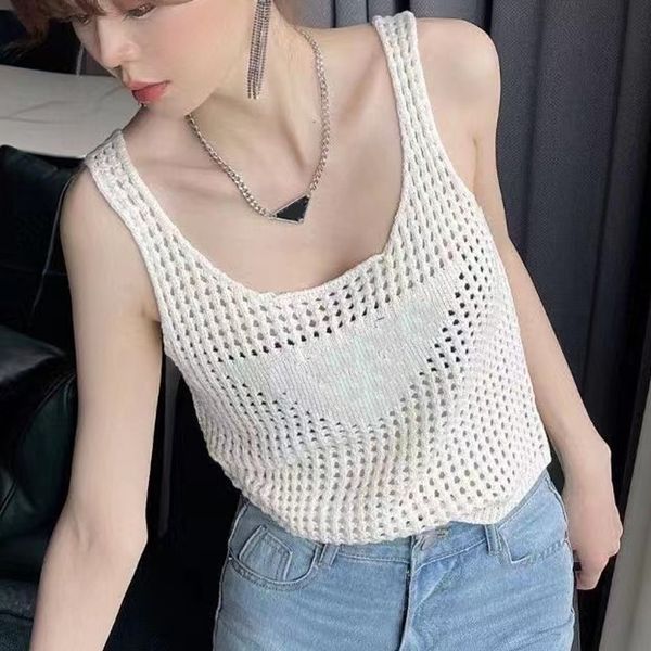 

women tanks fashion sports knit hollow fishnet camis womens active yoga tank summer running streetswear 23ss, White