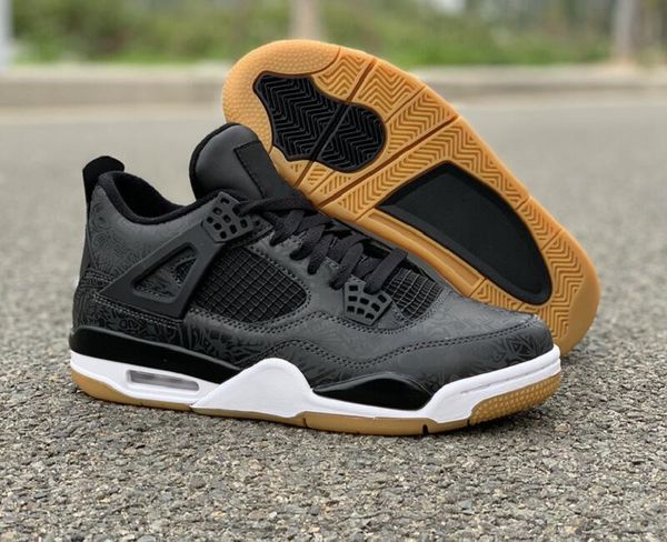

shoes 4s black laser man designer basketball fashion iv black white gum light brown custom sports sneakers