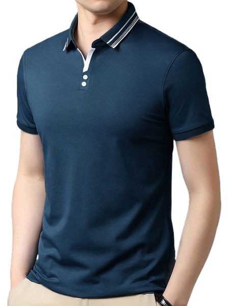 

men contrast striped collar polo shirt i54u#, White;black