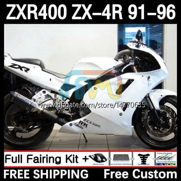 Komplettes Body-Kit für KAWASAKI NINJA ZXR 400 CC ZX-4R ZXR400 91 92 93 94 95 96 Verkleidung 12DH.4 ZX4R 400CC ZX 4R ZXR-400 1991 1992 1993 1994 1995 1996 ABS-Verkleidung glänzend weiß