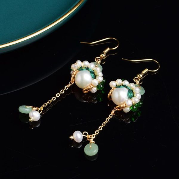 Dangle Kronleuchter Perlenohrringe für Frauen Charme Schmuck Mode Chinese Weiß 925 Silber Edelstein Luxus Real Jade Natural Vintage Amul