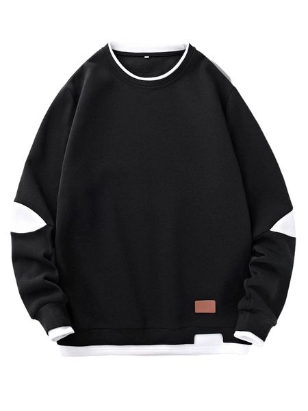 

men patch detail 2 in 1 sweatshirt p5x4#, Black