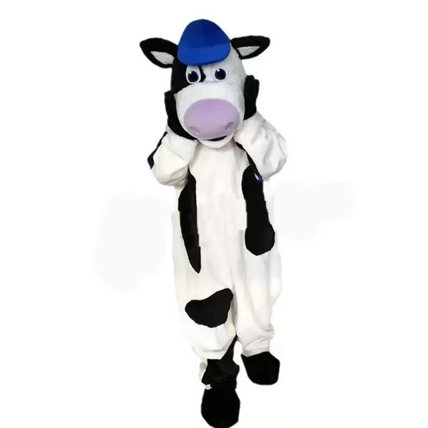 Performance Lovely White Cow Mascot Costumes Christmas Cartoon Character Outfits Suit Festa di compleanno Halloween Outdoor Outfit Suit