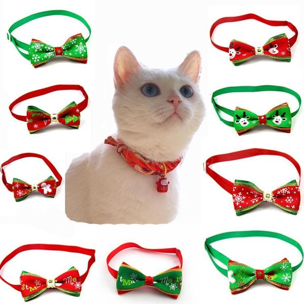 Noel serisi pet papyon kravat yaka ile parlayan bir rhinestone köpek kedi pet yılbaşı süslemeleri malzemeleri aksesuarları boyun askısı ft19