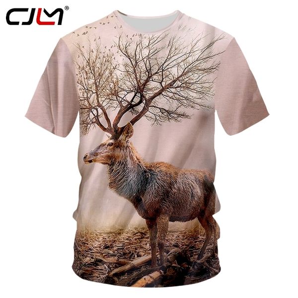 Mens animal camiseta verão 3d impresso wapiti padrão tshirt homem atacado selvagem ganso o pescoço tshirt 220623