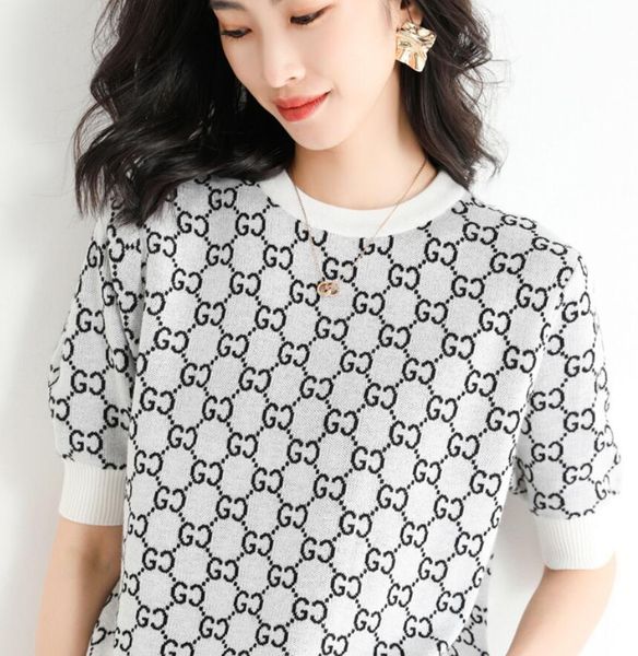 

women's sweaters new short-sleeved women o-neck slim wool cotton blend pullover vest t-shirt knitted base sweater, White;black