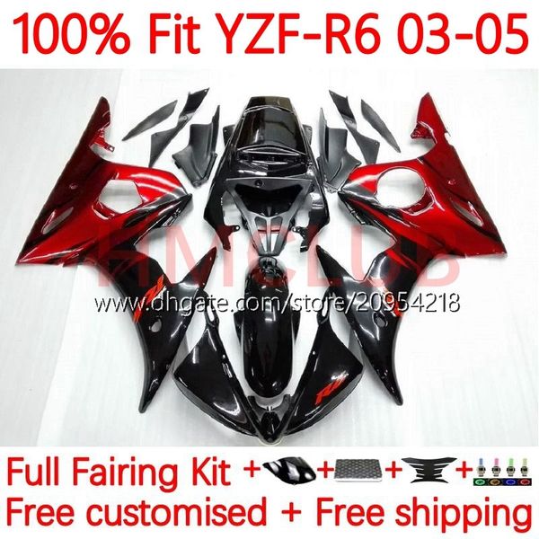 100% Fit OEM Body для YAMAHA YZF-R6 YZF600 YZF R 6 600 CC 03-05 Кузов 9NO.3 YZF R6 600CC YZFR6 03 04 05 CoSling YZF-600 2003 2004 2005 KIT KITE RED FLIES