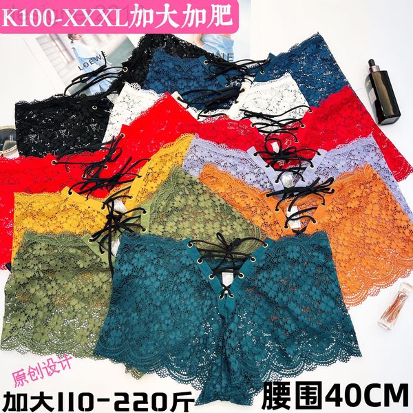 

women's panties designer plus spring and summer plus fat size underwear 220 kg lace medium high waist briefs transparent lady s5jm, Black;pink