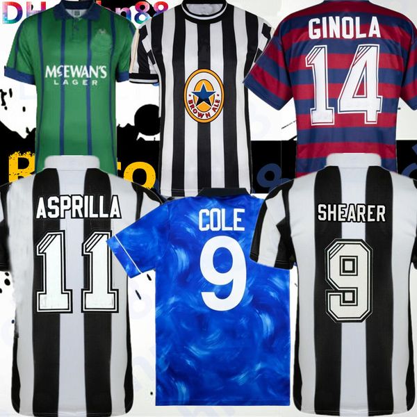 

newcastl e retro soccer jerseys 21 22 wilson 1984 1986 1988 1994 1995 96 97 98 99 2005 2006 magpies batty asprilla barnes shearer united cla, Black;yellow