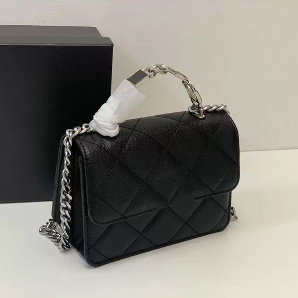 

new womens bag classic mini flap handle enamel letter bags caviar leather purse quilted gold metal chain crossbdy shoulder card holder sacoc