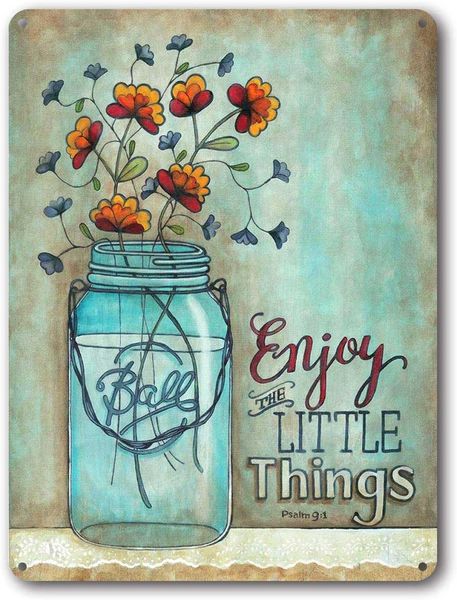 

vintage sunflower tin sign farmhouse home wall decor metal signs kitchen wall art -enjoy little things