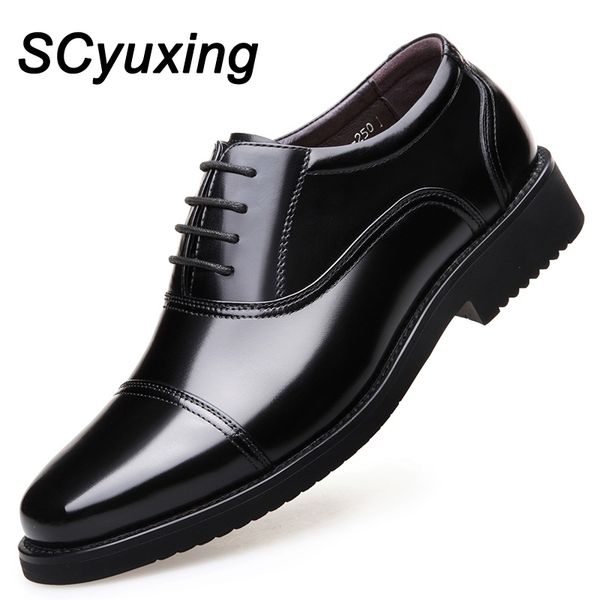 

2021man split leather shoes rubber sole size 48 man business office male dress lether shoes 210312, Black