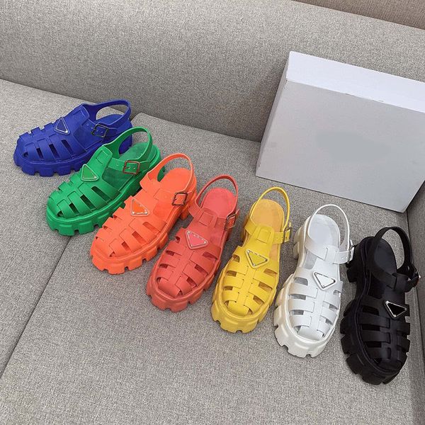 

woman foam rubber sandals designer platform slides women roman buckle slippers triangle metal sandal fashion beach brand outdoor girls sanda, Black