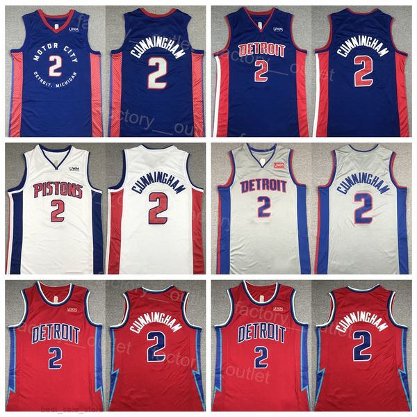 

man basketball cade cunningham jersey 2 team color blue white red all stitched for sport fans breathable pure cotton embroidery and sewing, Black