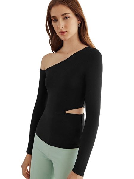 

motf premium modal asymmetrical neck t-shirt e5sa#, White